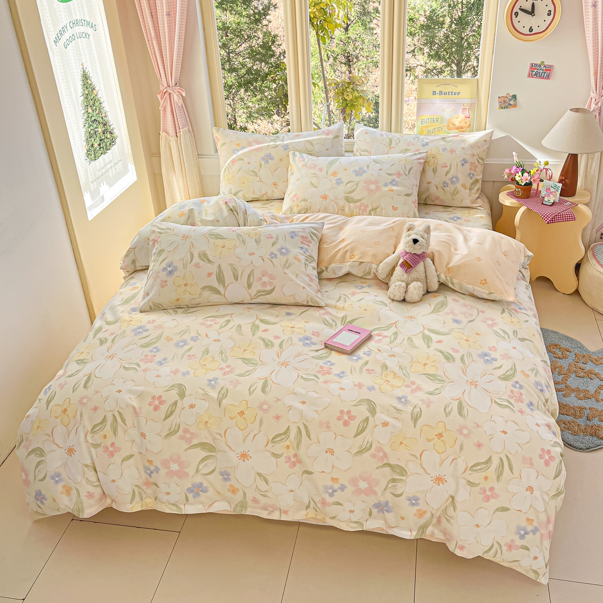 91家纺网 家纺一手货源 找家纺 寻米 2026新款13070全棉纯棉印花单床单床单单件-风格二 春风里-杏色