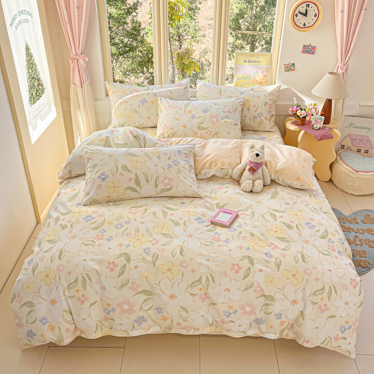 91家纺网 家纺一手货源 找家纺 寻米 2026新款13070全棉纯棉印花单床单床单单件-风格二 春风里-杏色