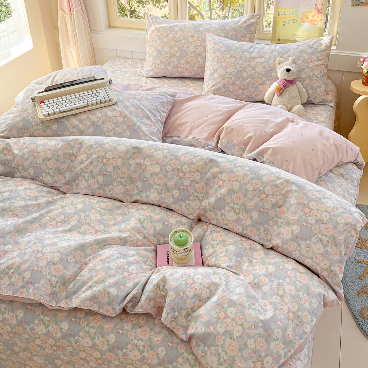 寻米 2026新款13070全棉纯棉印花单床单床单单件-风格二 繁花-粉