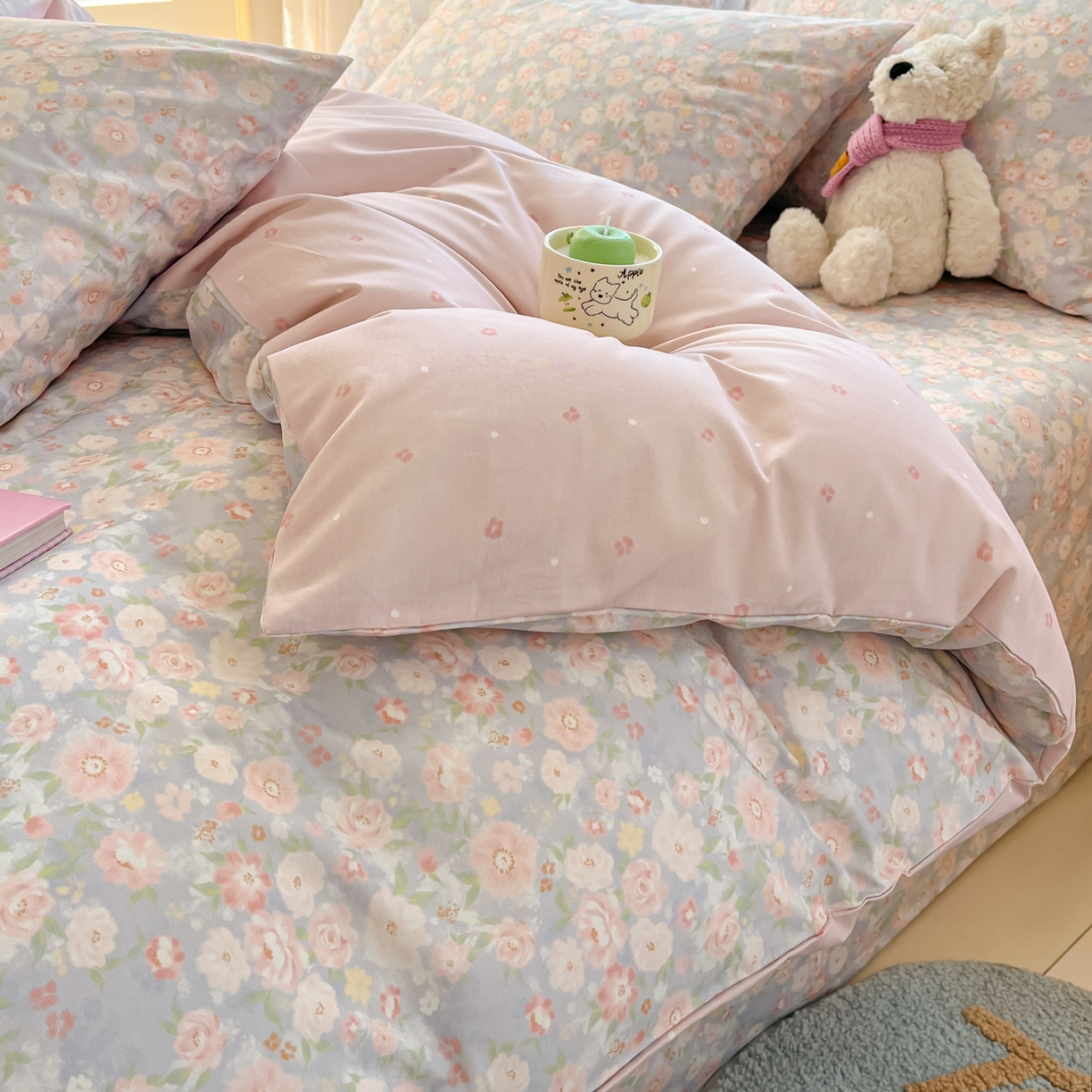 91家纺网 家纺一手货源 找家纺 寻米 2026新款13070全棉纯棉印花单床单床单单件-风格二 繁花-粉