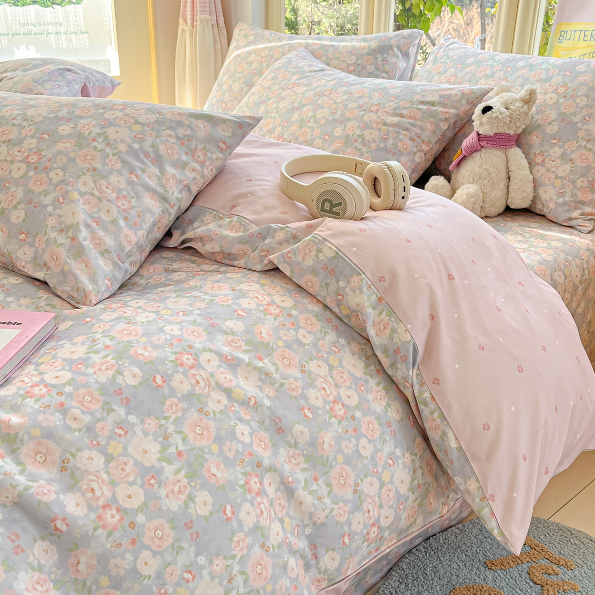 91家纺网 家纺一手货源 找家纺 寻米 2026新款13070全棉纯棉印花单床单床单单件-风格二 繁花-粉