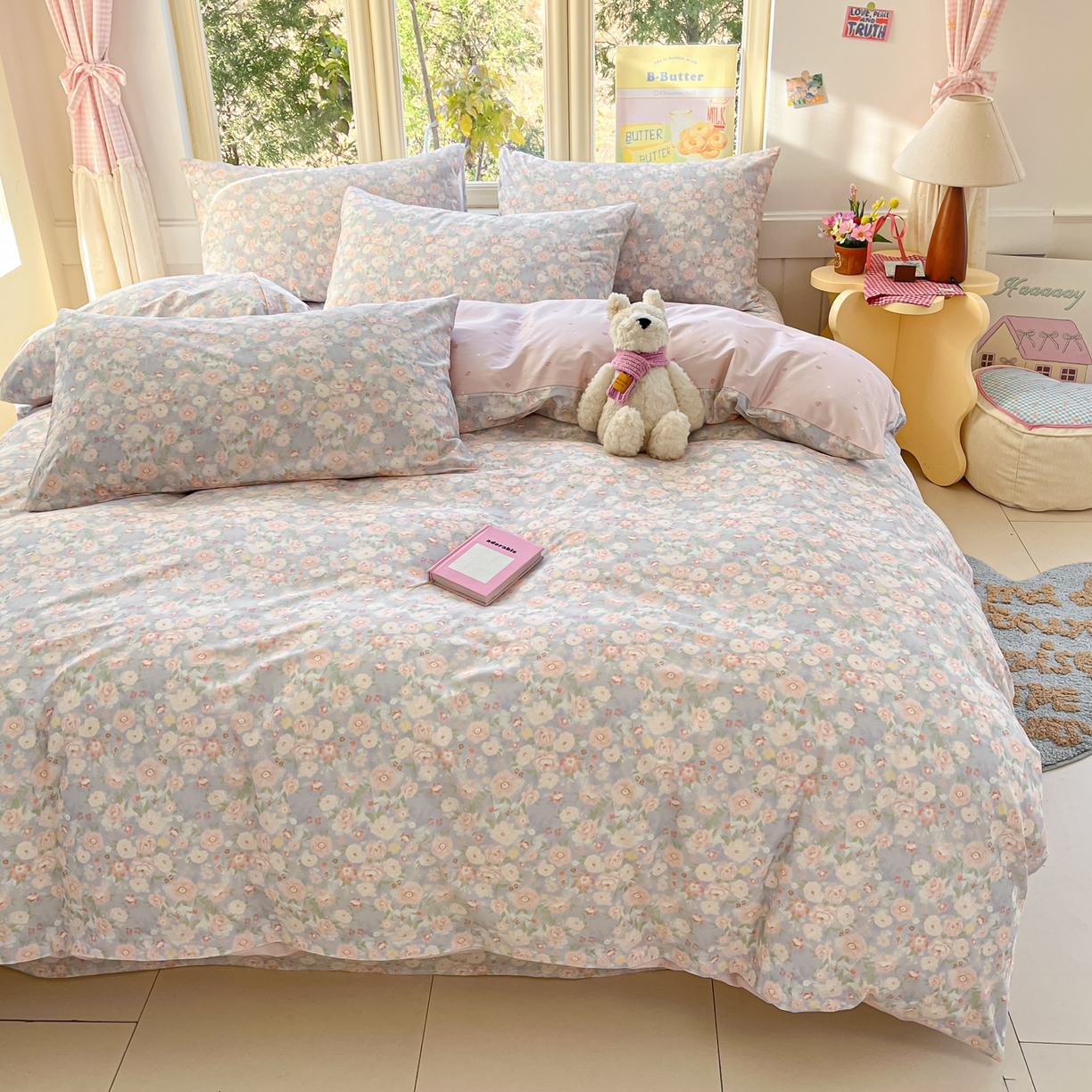 91家纺网 家纺一手货源 找家纺 寻米 2026新款13070全棉纯棉印花单床单床单单件-风格二 繁花-粉