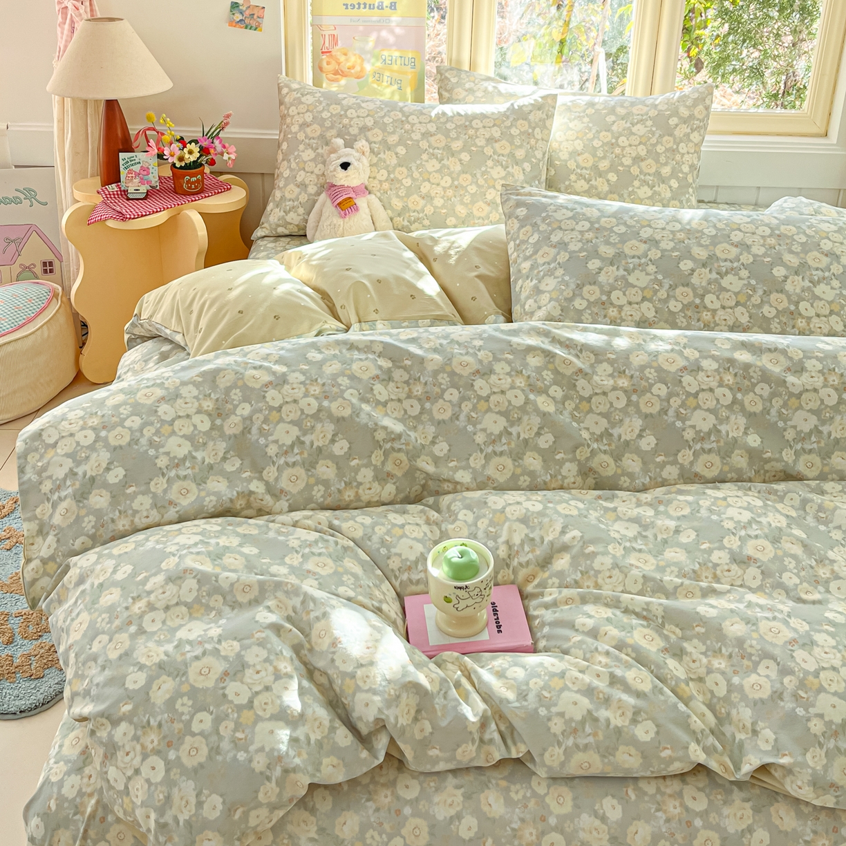 91家纺网 家纺一手货源 找家纺 寻米 2026新款13070全棉纯棉印花单床单床单单件-风格二 繁花-绿