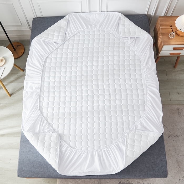 91家纺网 家纺一手货源 找家纺 啊雅家居 2026新款简约羽丝绒床笠式床垫床护垫 白色