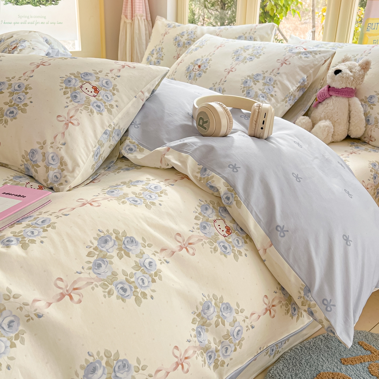 91家纺网 家纺一手货源 找家纺 寻米 2026新款13070全棉纯棉印花单床单床单单件-风格二 花园凯蒂