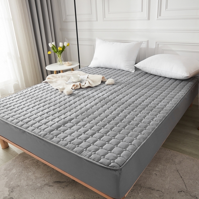 91家纺网 家纺一手货源 找家纺 啊雅家居 2026新款简约羽丝绒床笠式床垫床护垫 灰色