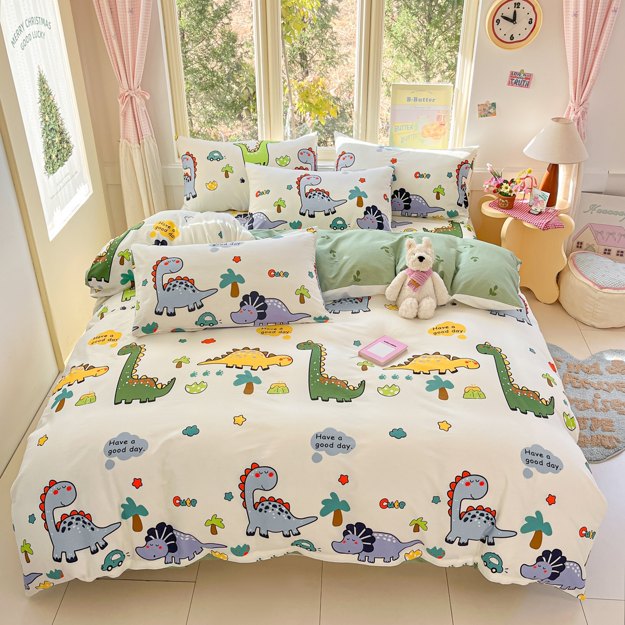 91家纺网 家纺一手货源 找家纺 寻米 2026新款13070全棉纯棉印花单床单床单单件-风格二 恐龙乐园