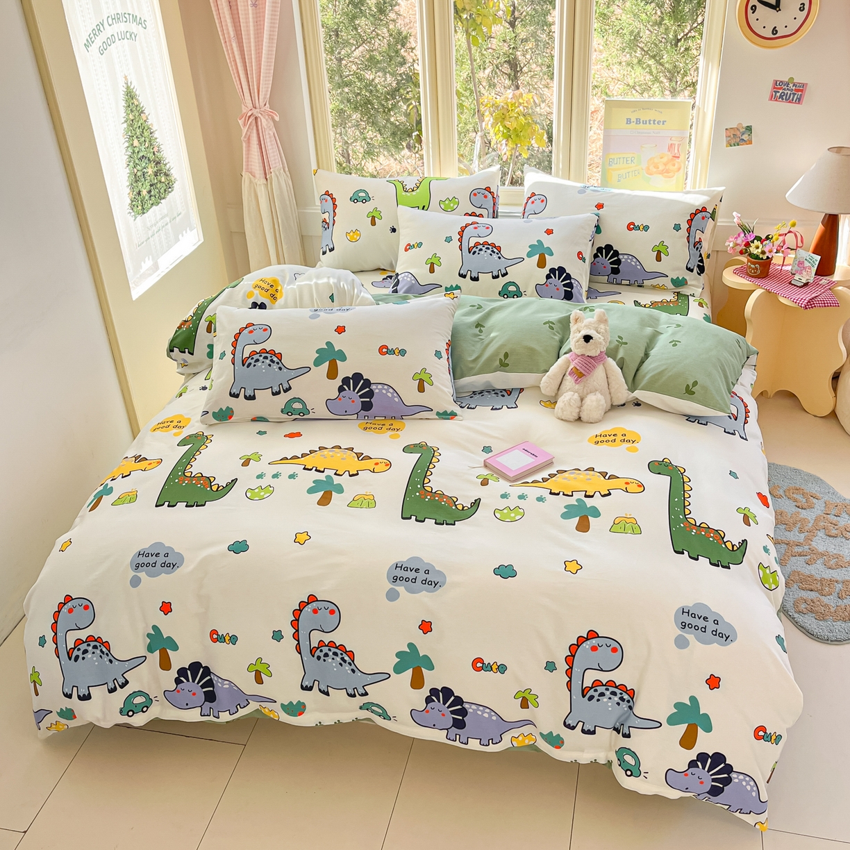 91家纺网 家纺一手货源 找家纺 寻米 2026新款13070全棉纯棉印花单床单床单单件-风格二 恐龙乐园