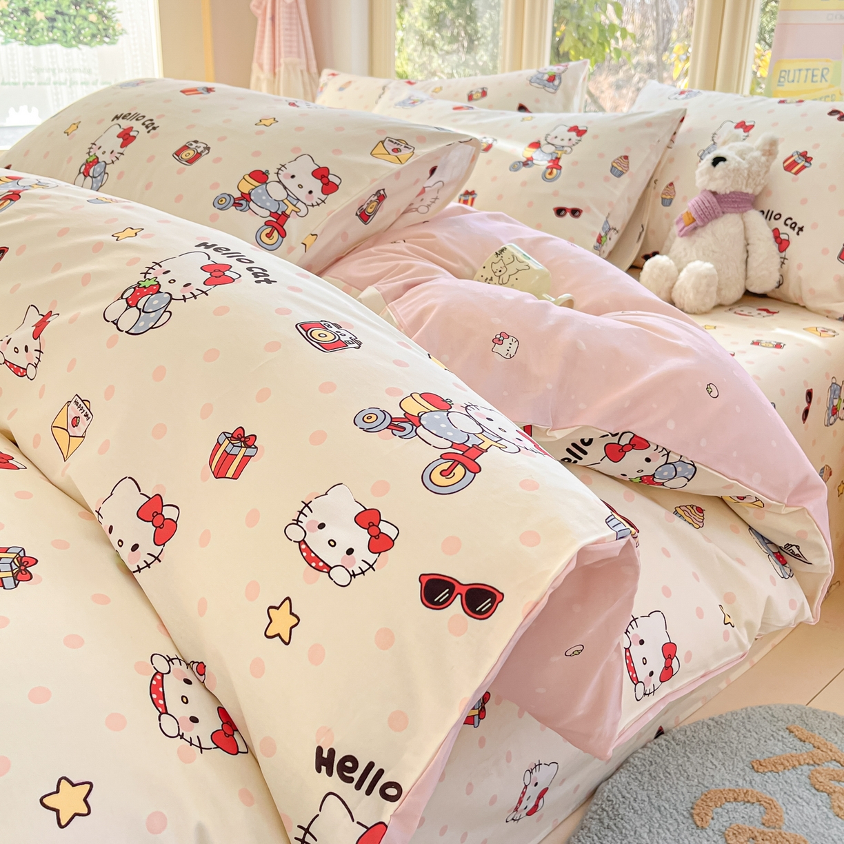 91家纺网 家纺一手货源 找家纺 寻米 2026新款13070全棉纯棉印花单床单床单单件-风格二 快乐小喵