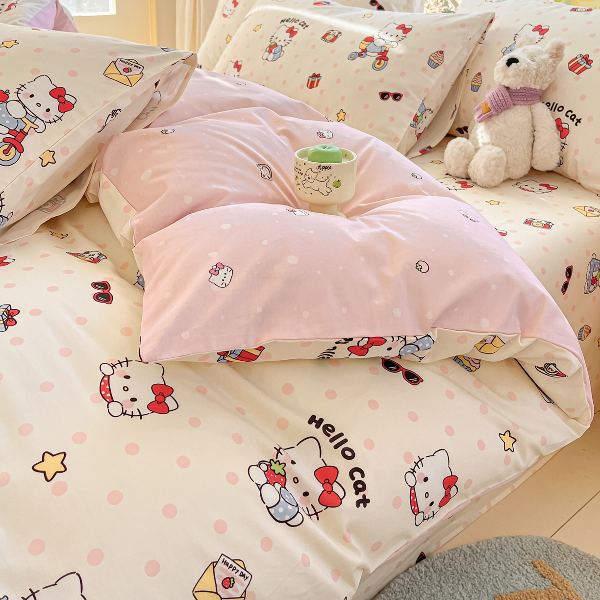 91家纺网 家纺一手货源 找家纺 寻米 2026新款13070全棉纯棉印花单床单床单单件-风格二 快乐小喵