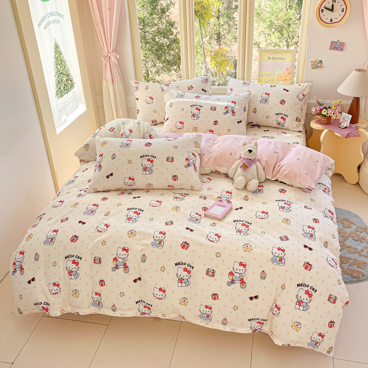 91家纺网 家纺一手货源 找家纺 寻米 2026新款13070全棉纯棉印花单床单床单单件-风格二 快乐小喵