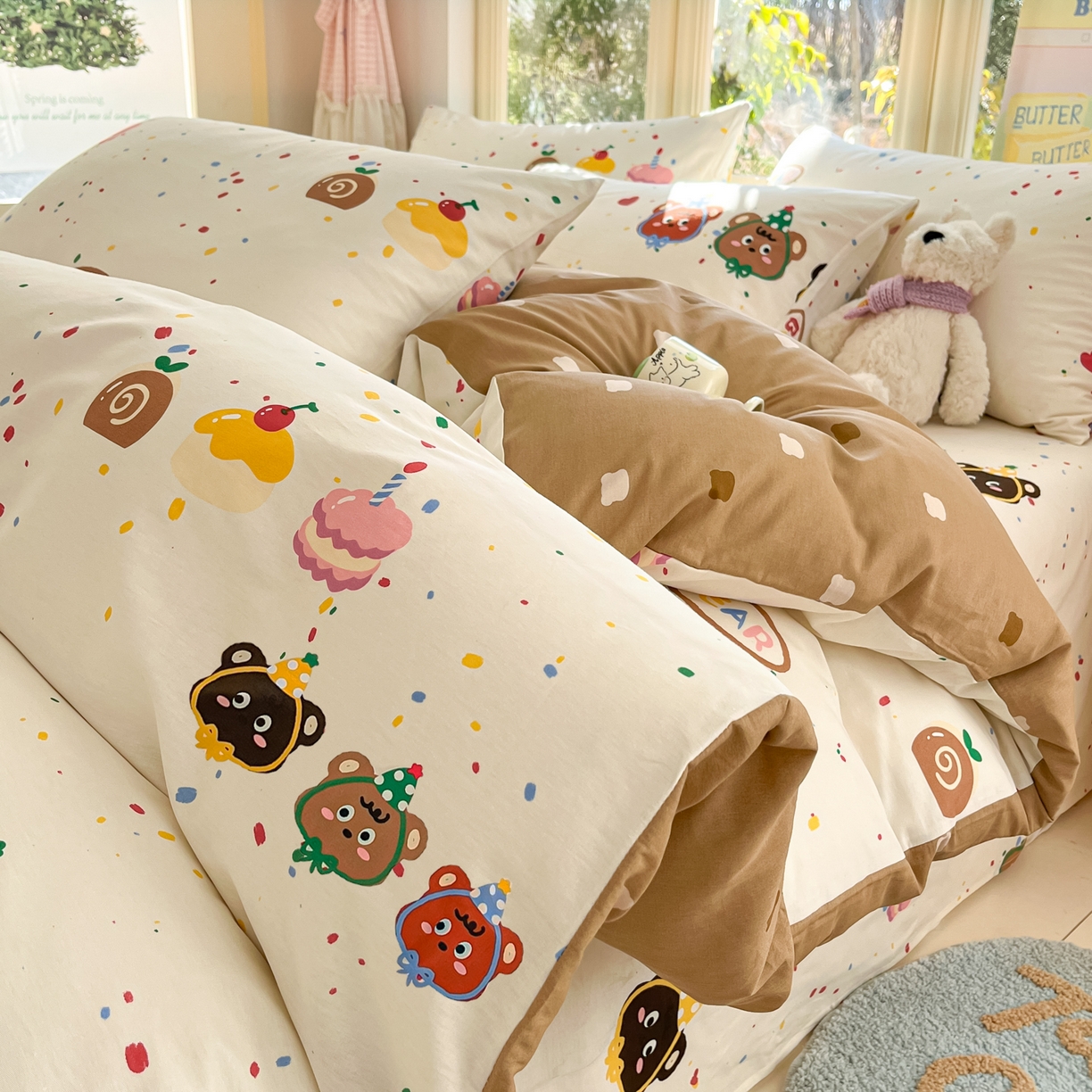 91家纺网 家纺一手货源 找家纺 寻米 2026新款13070全棉纯棉印花单床单床单单件-风格二 快乐熊仔