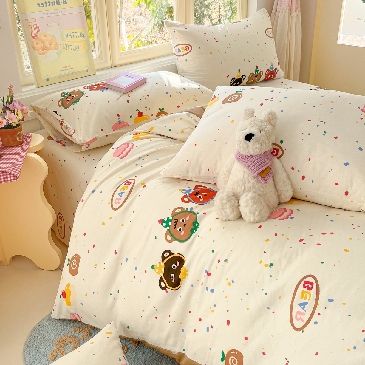 91家纺网 家纺一手货源 找家纺 寻米 2026新款13070全棉纯棉印花单床单床单单件-风格二 快乐熊仔