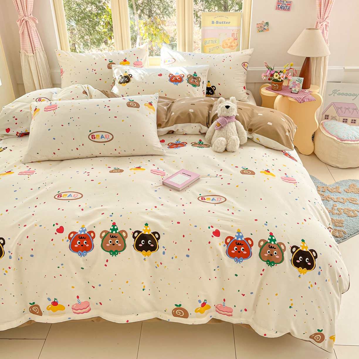 91家纺网 家纺一手货源 找家纺 寻米 2026新款13070全棉纯棉印花单床单床单单件-风格二 快乐熊仔