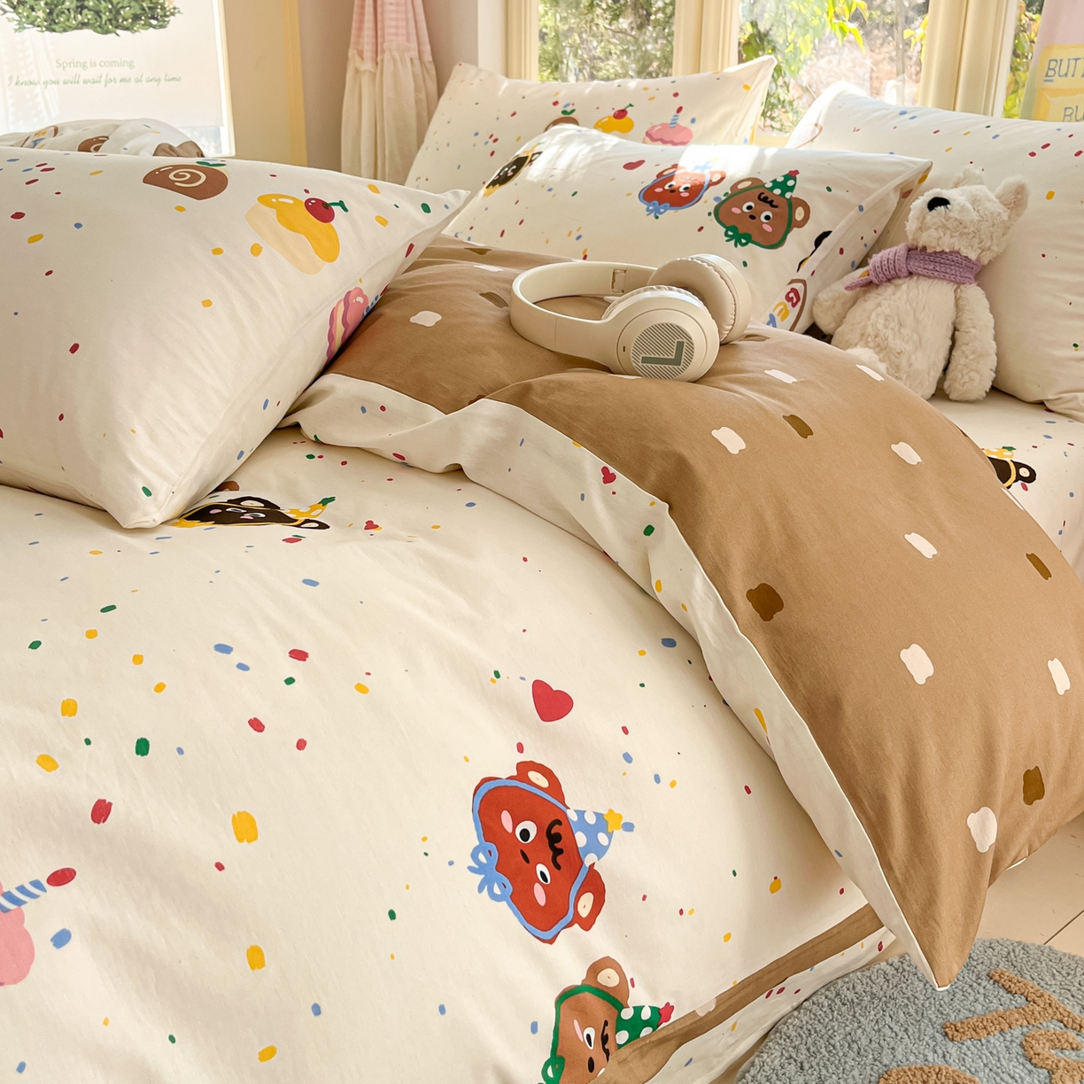 91家纺网 家纺一手货源 找家纺 寻米 2026新款13070全棉纯棉印花单床单床单单件-风格二 快乐熊仔