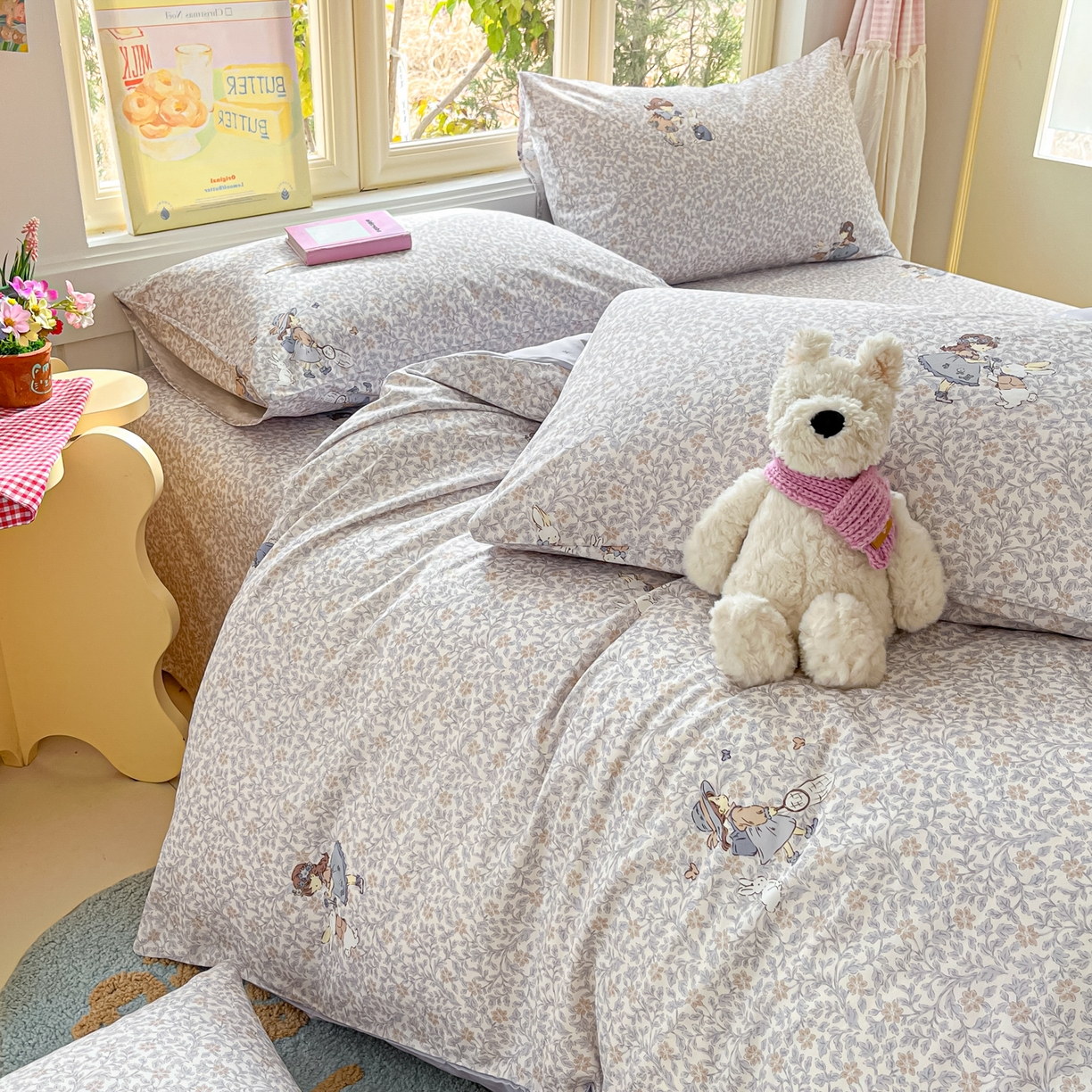 91家纺网 家纺一手货源 找家纺 寻米 2026新款13070全棉纯棉印花单床单床单单件-风格二 萌兔花园