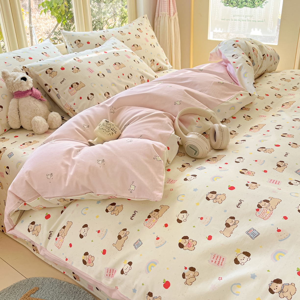 91家纺网 家纺一手货源 找家纺 寻米 2026新款13070全棉纯棉印花单床单床单单件-风格二 奶酪小狗