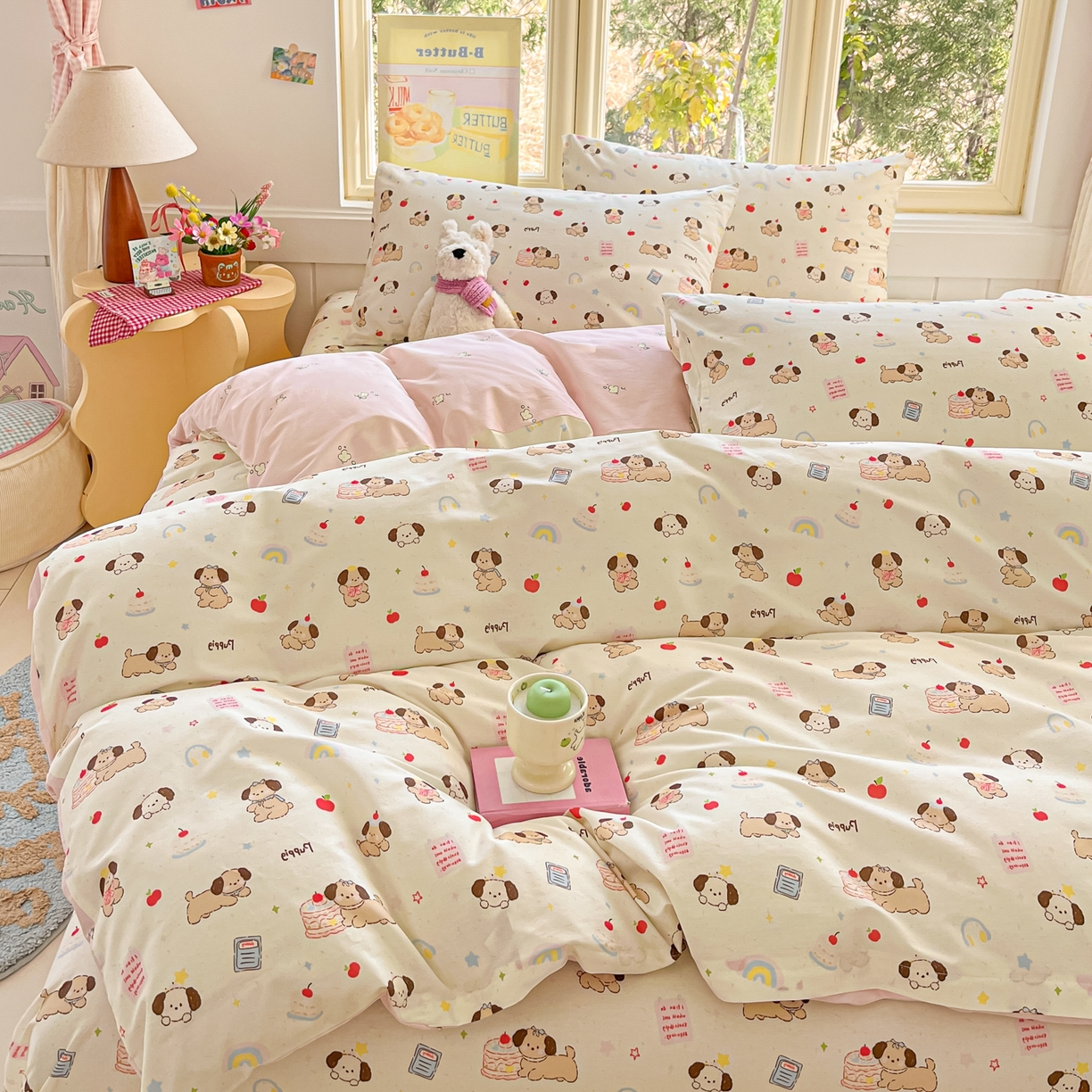 91家纺网 家纺一手货源 找家纺 寻米 2026新款13070全棉纯棉印花单床单床单单件-风格二 奶酪小狗