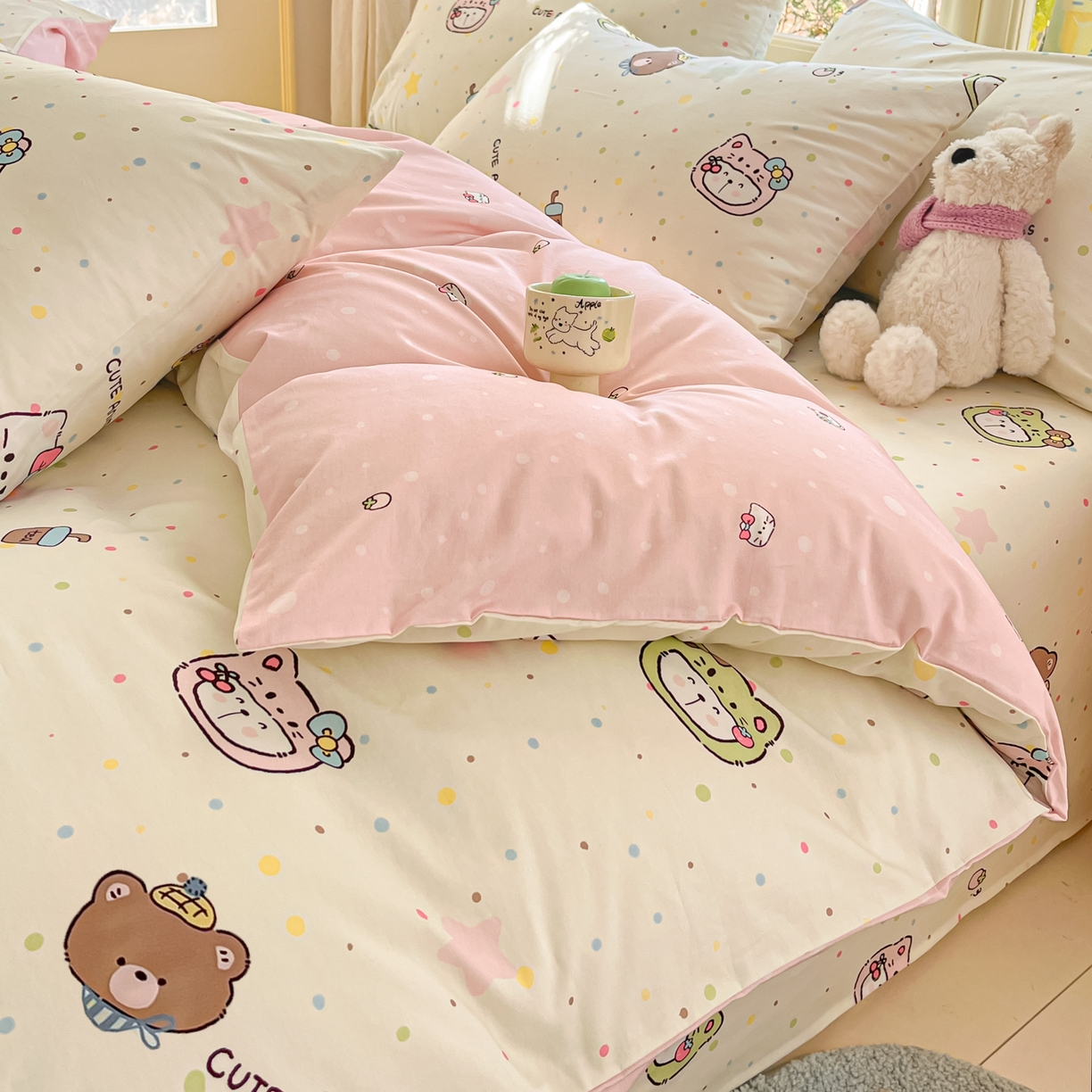 91家纺网 家纺一手货源 找家纺 寻米 2026新款13070全棉纯棉印花单床单床单单件-风格二 甜豆星球