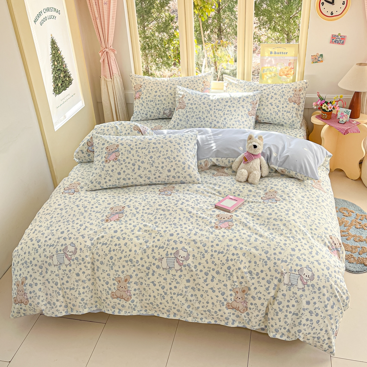 91家纺网 家纺一手货源 找家纺 寻米 2026新款13070全棉纯棉印花单床单床单单件-风格二 甜梦小熊