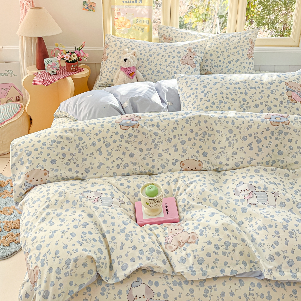 91家纺网 家纺一手货源 找家纺 寻米 2026新款13070全棉纯棉印花单床单床单单件-风格二 甜梦小熊