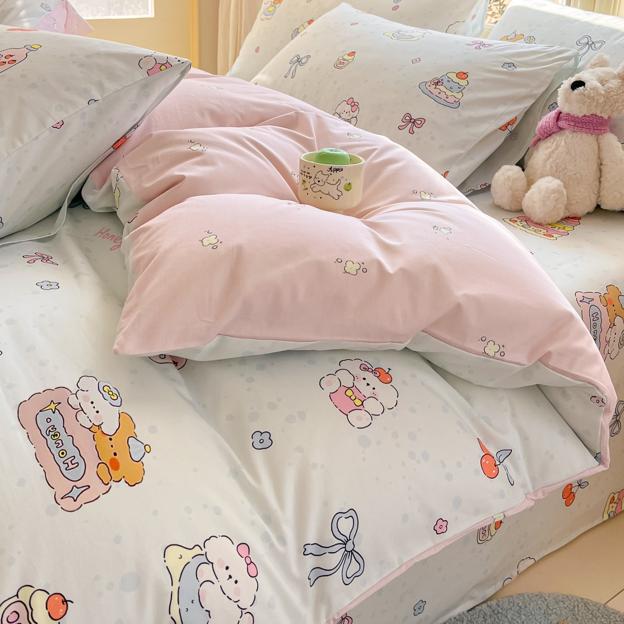 91家纺网 家纺一手货源 找家纺 寻米 2026新款13070全棉纯棉印花单床单床单单件-风格二 小熊饼干