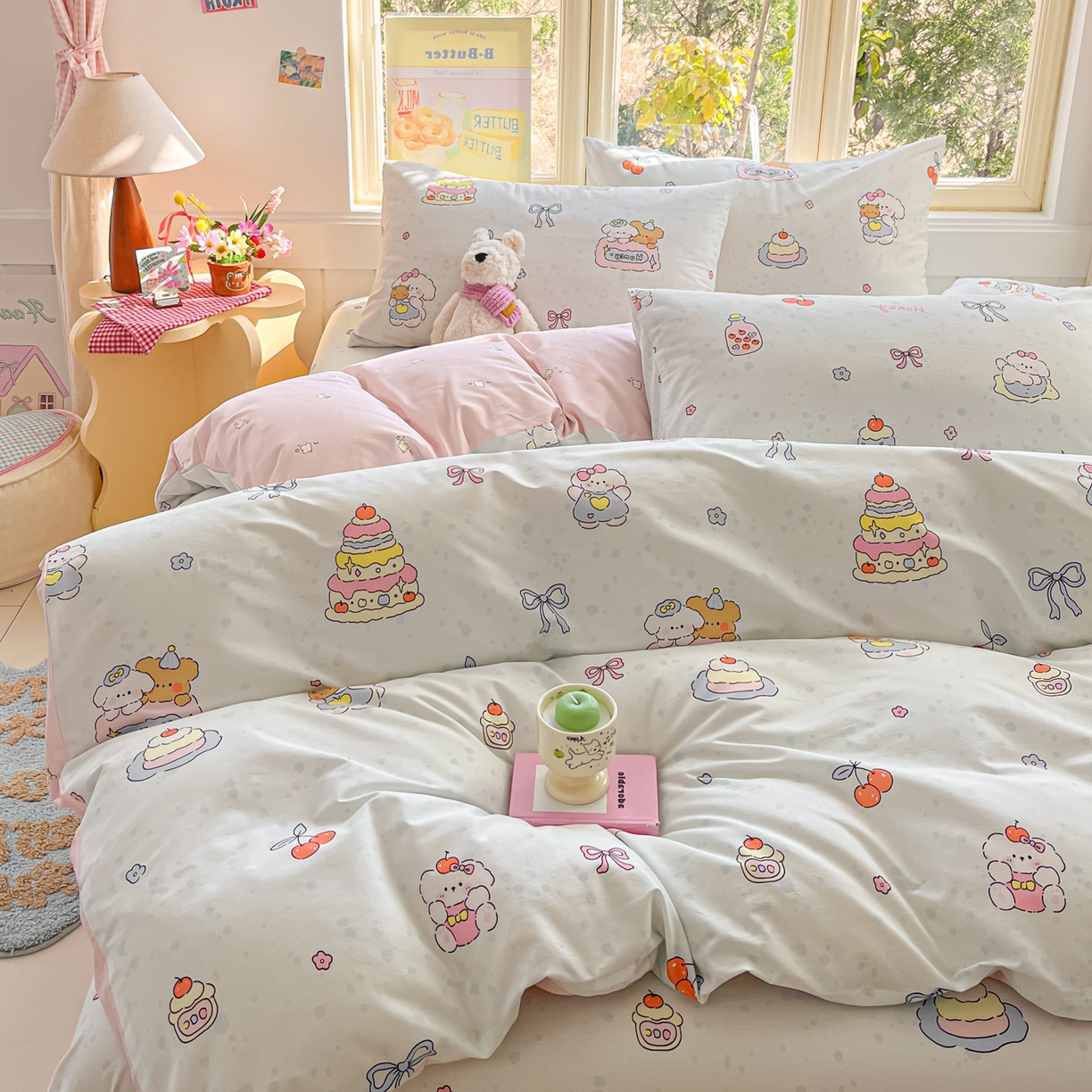 91家纺网 家纺一手货源 找家纺 寻米 2026新款13070全棉纯棉印花单床单床单单件-风格二 小熊饼干