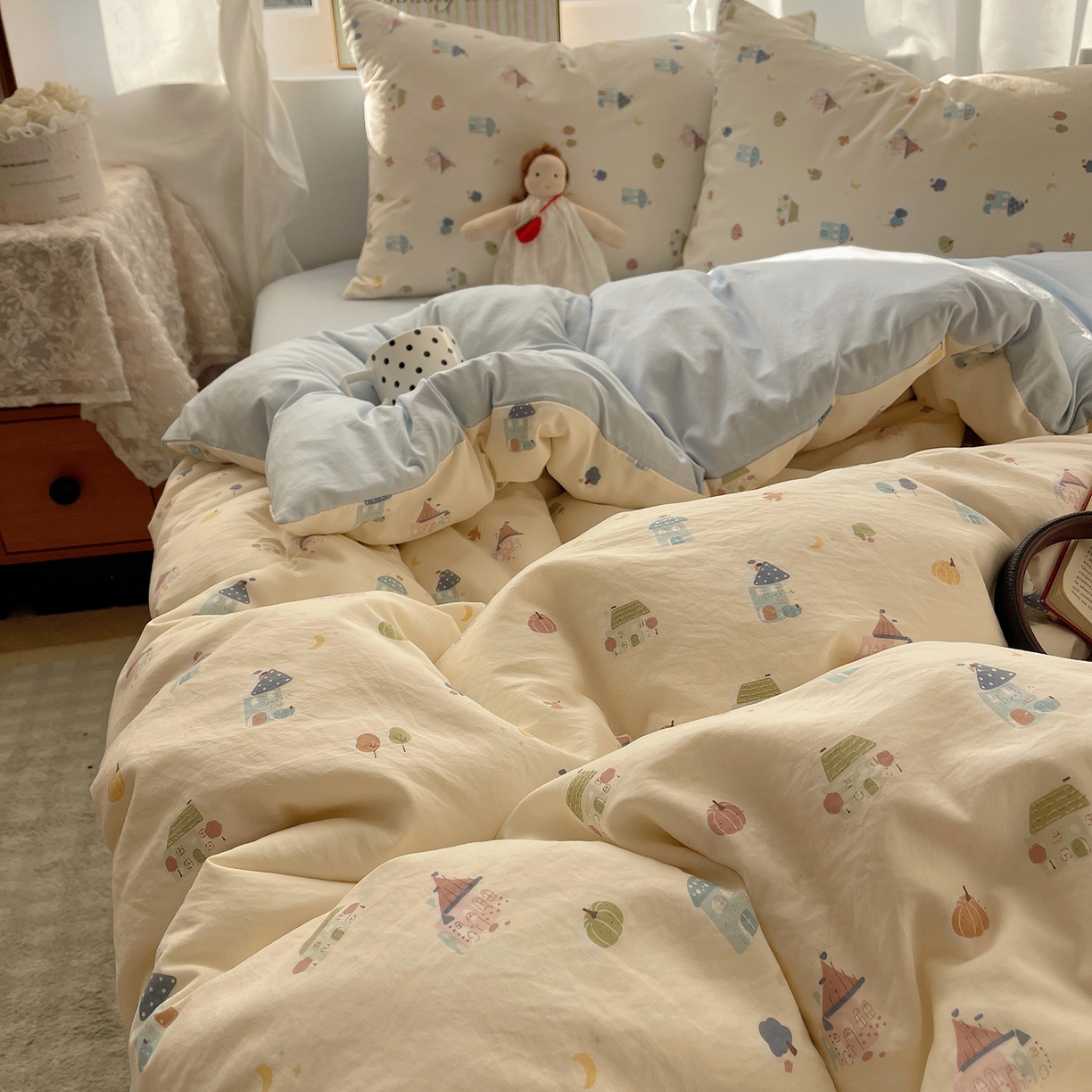 91家纺网 家纺一手货源 找家纺 （总）沐芷 2026 【提供买家秀】古法水洗仿棉A类四件套床上用品三件套被套被罩床笠款---第一波