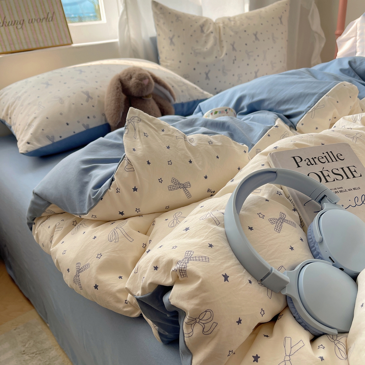 91家纺网 家纺一手货源 找家纺 沐芷 2026 【提供买家秀】古法水洗仿棉A类四件套床上用品三件套被套被罩床笠款---第一波 雨沫