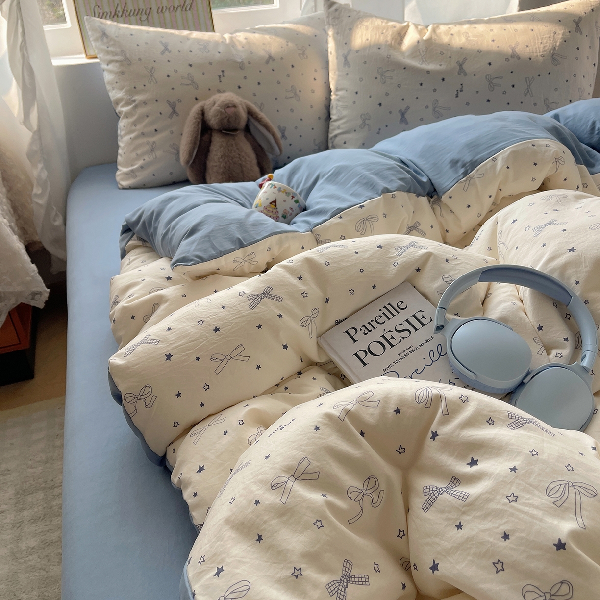 91家纺网 家纺一手货源 找家纺 沐芷 2026 【提供买家秀】古法水洗仿棉A类四件套床上用品三件套被套被罩床笠款---第一波 雨沫