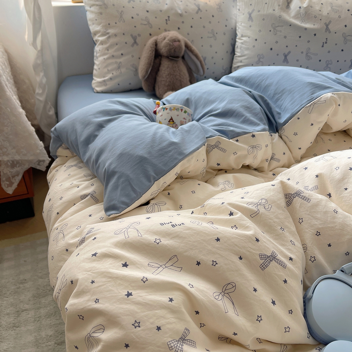 91家纺网 家纺一手货源 找家纺 沐芷 2026 【提供买家秀】古法水洗仿棉A类四件套床上用品三件套被套被罩床笠款---第一波 雨沫