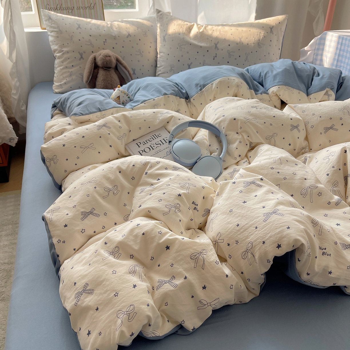 91家纺网 家纺一手货源 找家纺 沐芷 2026 【提供买家秀】古法水洗仿棉A类四件套床上用品三件套被套被罩床笠款---第一波 雨沫