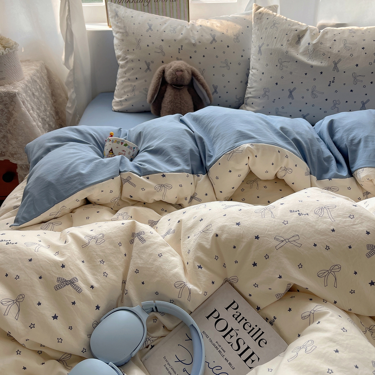 91家纺网 家纺一手货源 找家纺 沐芷 2026 【提供买家秀】古法水洗仿棉A类四件套床上用品三件套被套被罩床笠款---第一波 雨沫