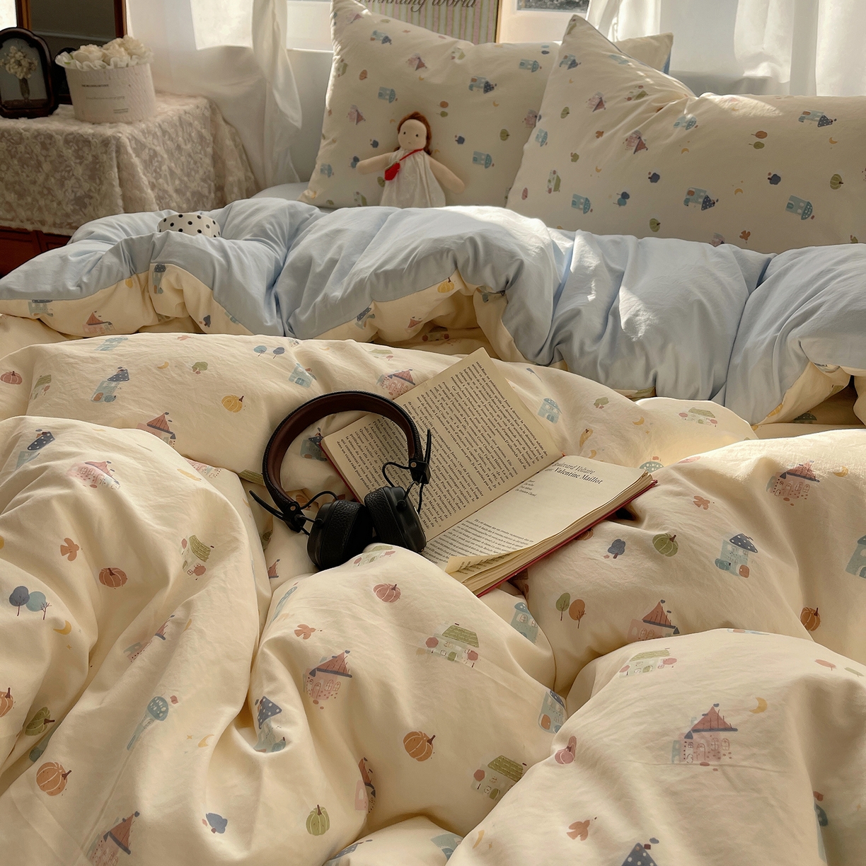 91家纺网 家纺一手货源 找家纺 沐芷 2026 【提供买家秀】古法水洗仿棉A类四件套床上用品三件套被套被罩床笠款---第一波 家园