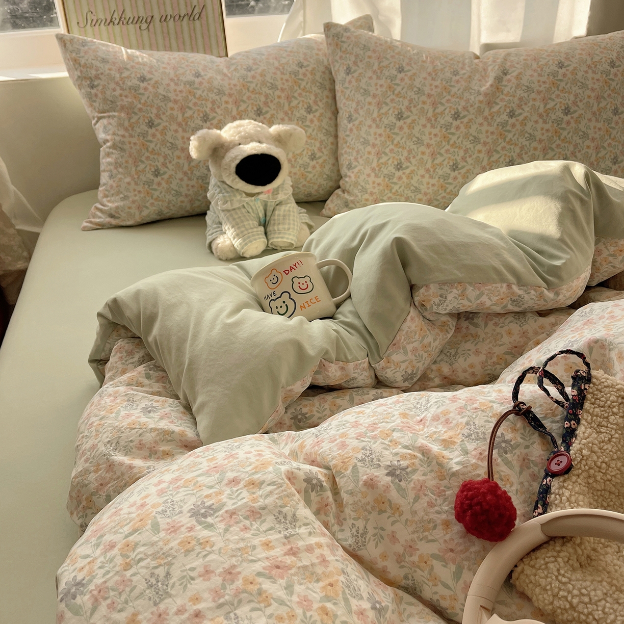 91家纺网 家纺一手货源 找家纺 沐芷 2026 【提供买家秀】古法水洗仿棉A类四件套床上用品三件套被套被罩床笠款---第一波 花屿庄园