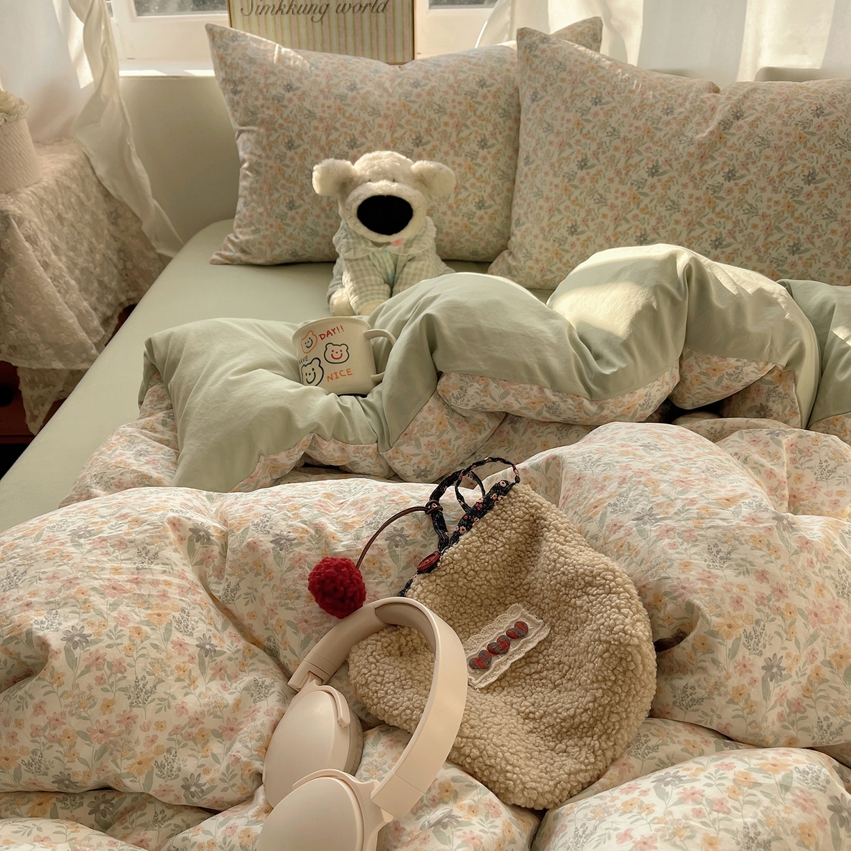 91家纺网 家纺一手货源 找家纺 沐芷 2026 【提供买家秀】古法水洗仿棉A类四件套床上用品三件套被套被罩床笠款---第一波 花屿庄园