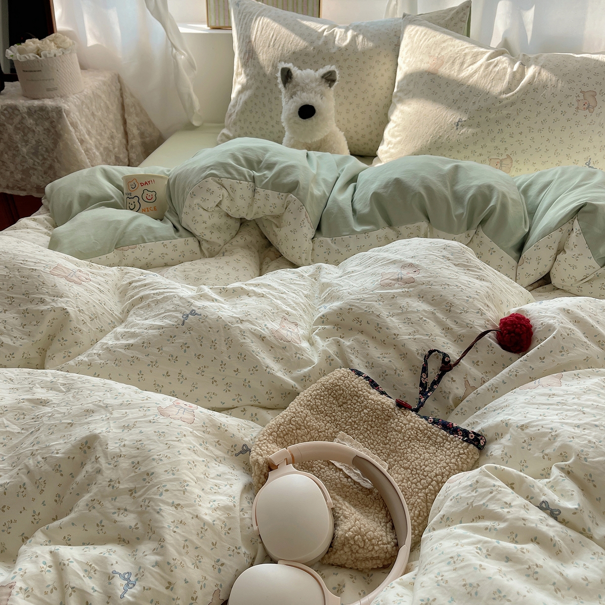 91家纺网 家纺一手货源 找家纺 沐芷 2026 【提供买家秀】古法水洗仿棉A类四件套床上用品三件套被套被罩床笠款---第一波 假日萌犬