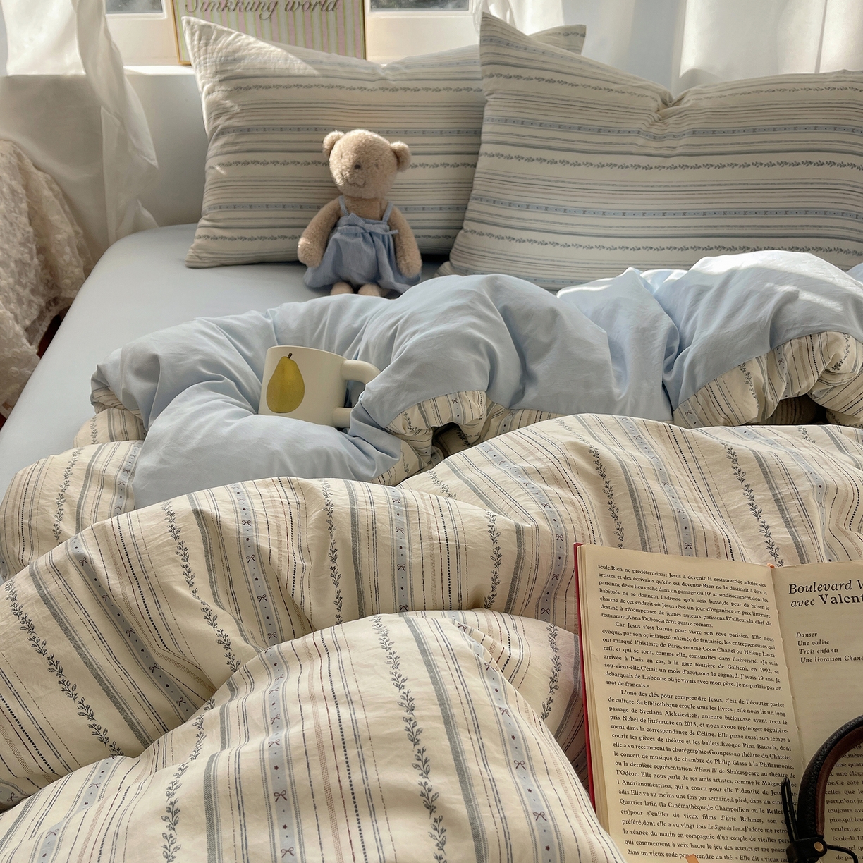 91家纺网 家纺一手货源 找家纺 沐芷 2026 【提供买家秀】古法水洗仿棉A类四件套床上用品三件套被套被罩床笠款---第一波 蓝调序曲