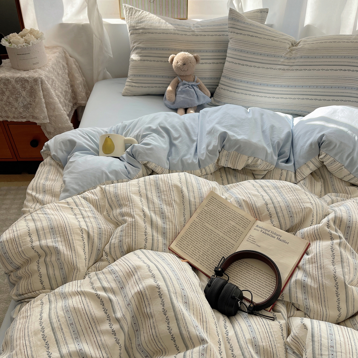 91家纺网 家纺一手货源 找家纺 沐芷 2026 【提供买家秀】古法水洗仿棉A类四件套床上用品三件套被套被罩床笠款---第一波 蓝调序曲