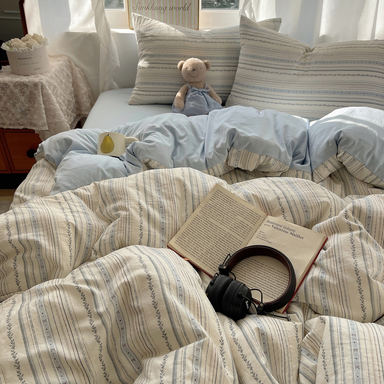 91家纺网 家纺一手货源 找家纺 沐芷 2026 【提供买家秀】古法水洗仿棉A类四件套床上用品三件套被套被罩床笠款---第一波 蓝调序曲