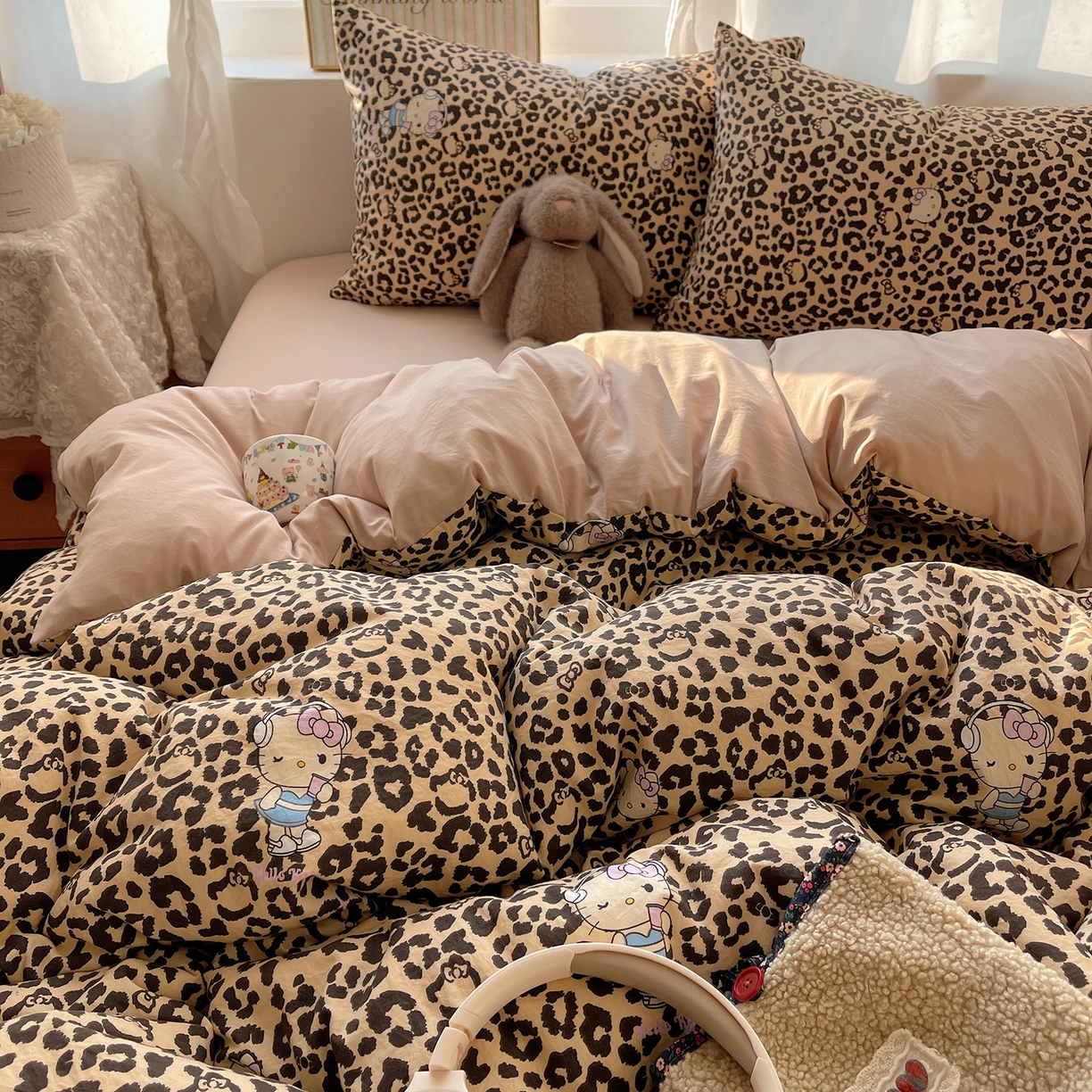 91家纺网 家纺一手货源 找家纺 沐芷 2026 【提供买家秀】古法水洗仿棉A类四件套床上用品三件套被套被罩床笠款---第一波 豹纹音乐