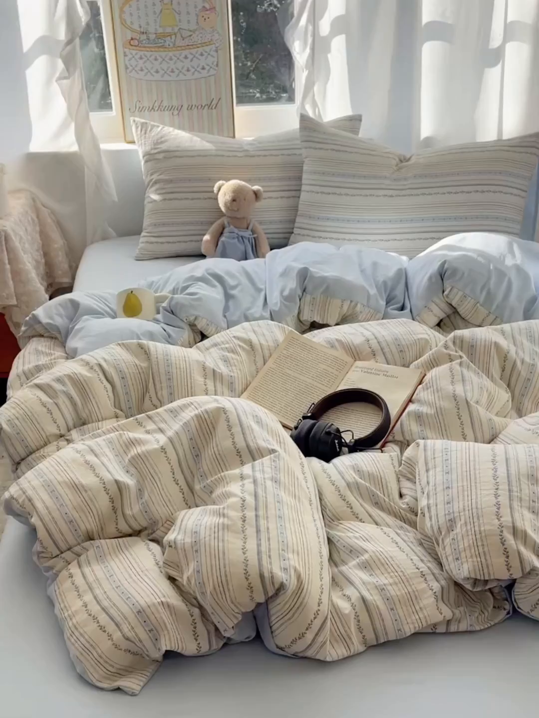 91家纺网 家纺一手货源 找家纺 沐芷 2026 【提供买家秀】古法水洗仿棉A类四件套床上用品三件套被套被罩床笠款---第一波 蓝调序曲