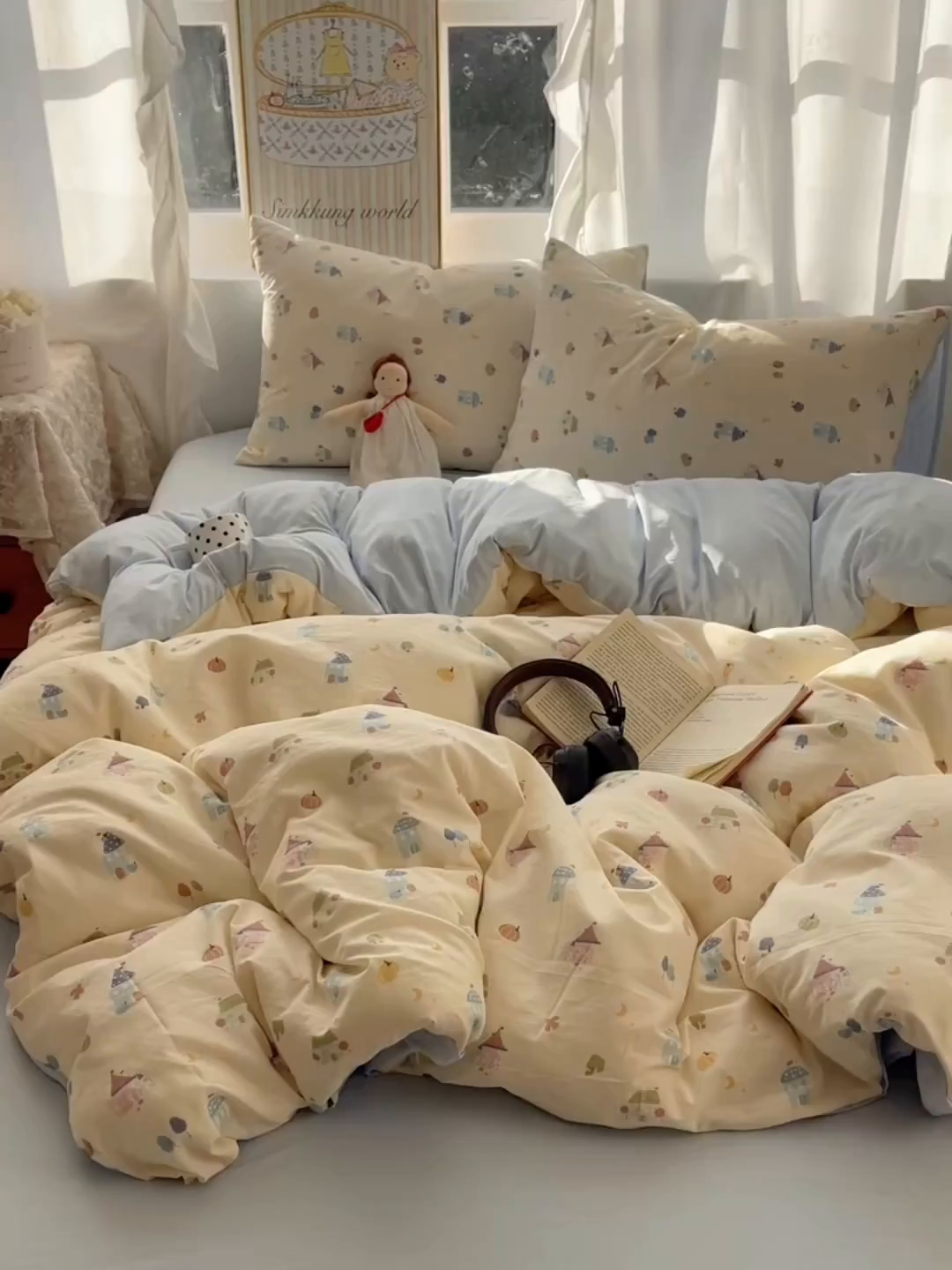 91家纺网 家纺一手货源 找家纺 沐芷 2026 【提供买家秀】古法水洗仿棉A类四件套床上用品三件套被套被罩床笠款---第一波 家园