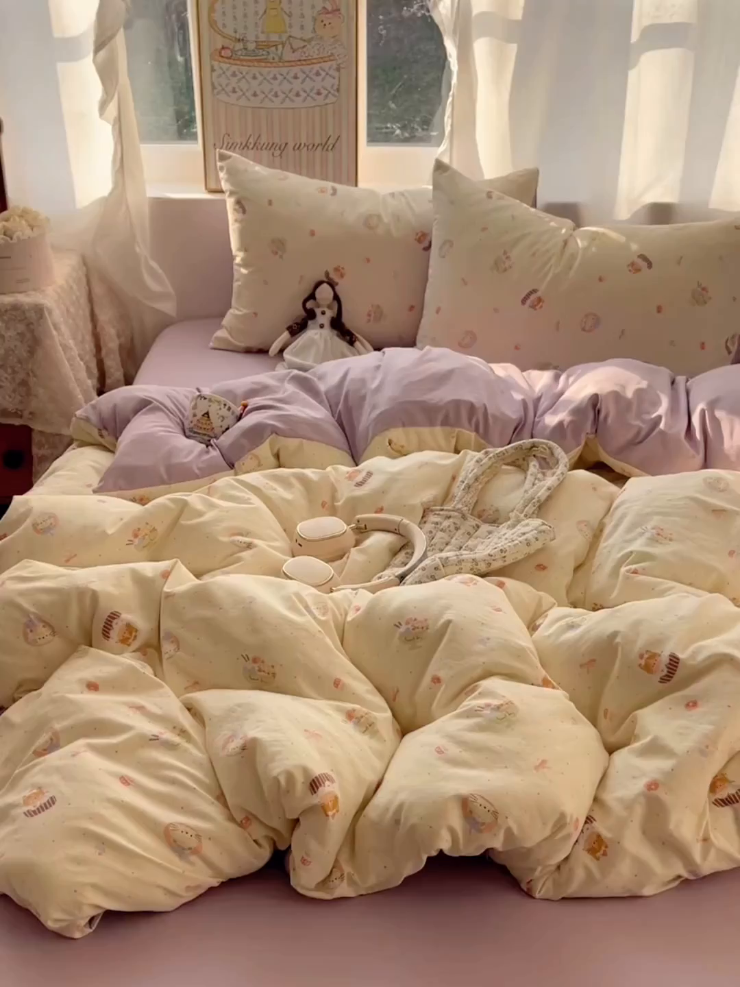 91家纺网 家纺一手货源 找家纺 沐芷 2026 【提供买家秀】古法水洗仿棉A类四件套床上用品三件套被套被罩床笠款---第一波 猫咪甜点屋