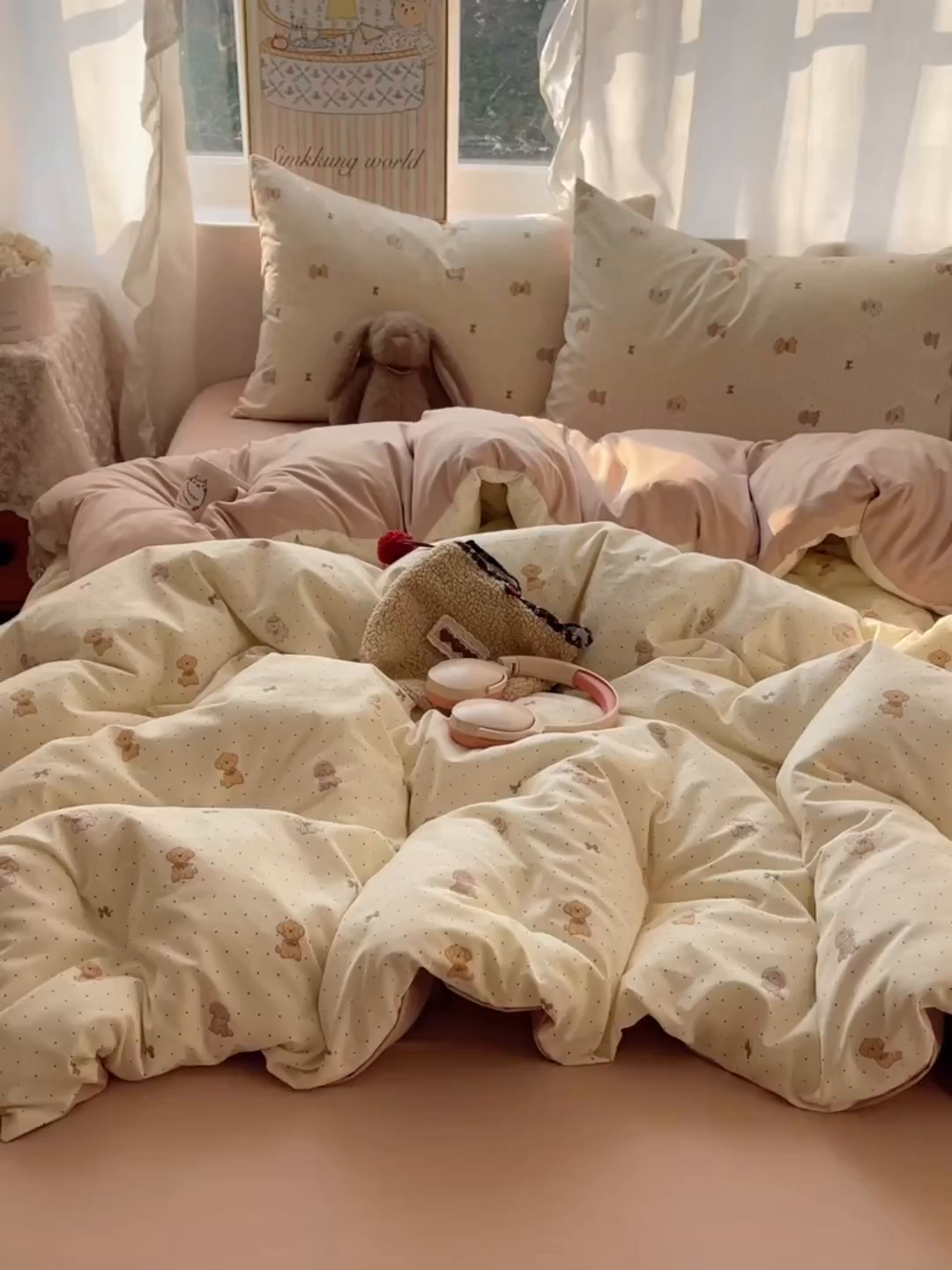 91家纺网 家纺一手货源 找家纺 沐芷 2026 【提供买家秀】古法水洗仿棉A类四件套床上用品三件套被套被罩床笠款---第一波 波点汪语