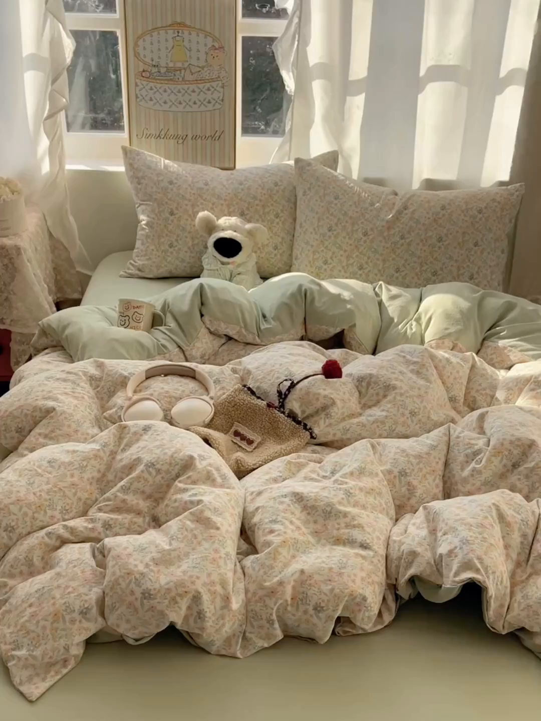 91家纺网 家纺一手货源 找家纺 沐芷 2026 【提供买家秀】古法水洗仿棉A类四件套床上用品三件套被套被罩床笠款---第一波 花屿庄园