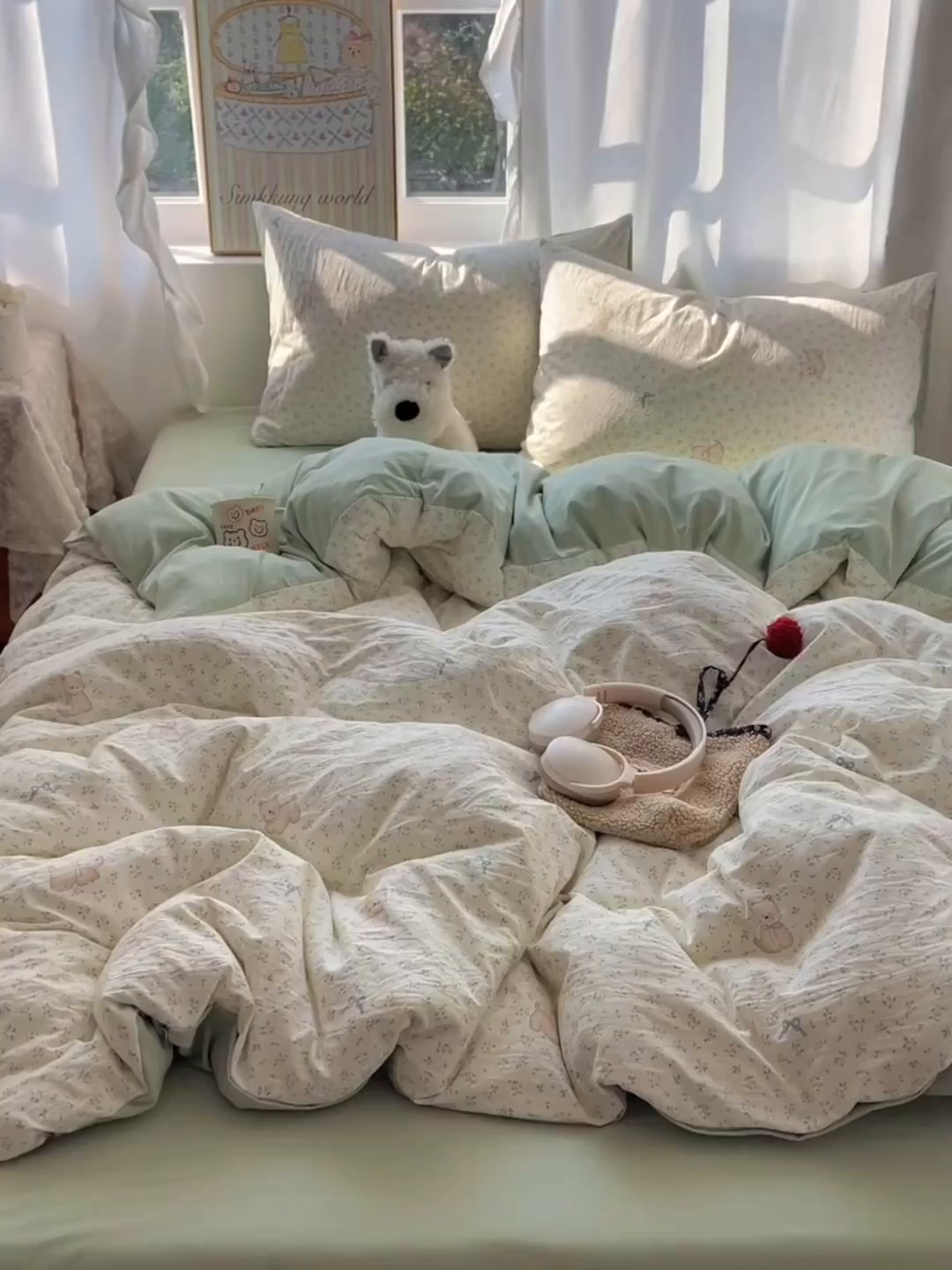 91家纺网 家纺一手货源 找家纺 沐芷 2026 【提供买家秀】古法水洗仿棉A类四件套床上用品三件套被套被罩床笠款---第一波 假日萌犬