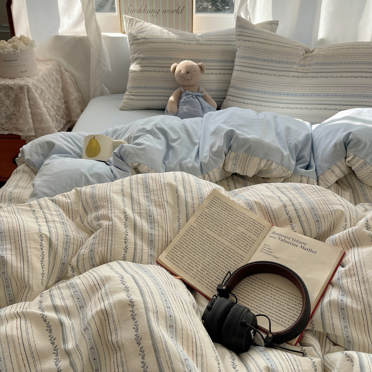 91家纺网 家纺一手货源 找家纺 沐芷 2026 【提供买家秀】古法水洗仿棉A类四件套床上用品三件套被套被罩床笠款---第一波 蓝调序曲