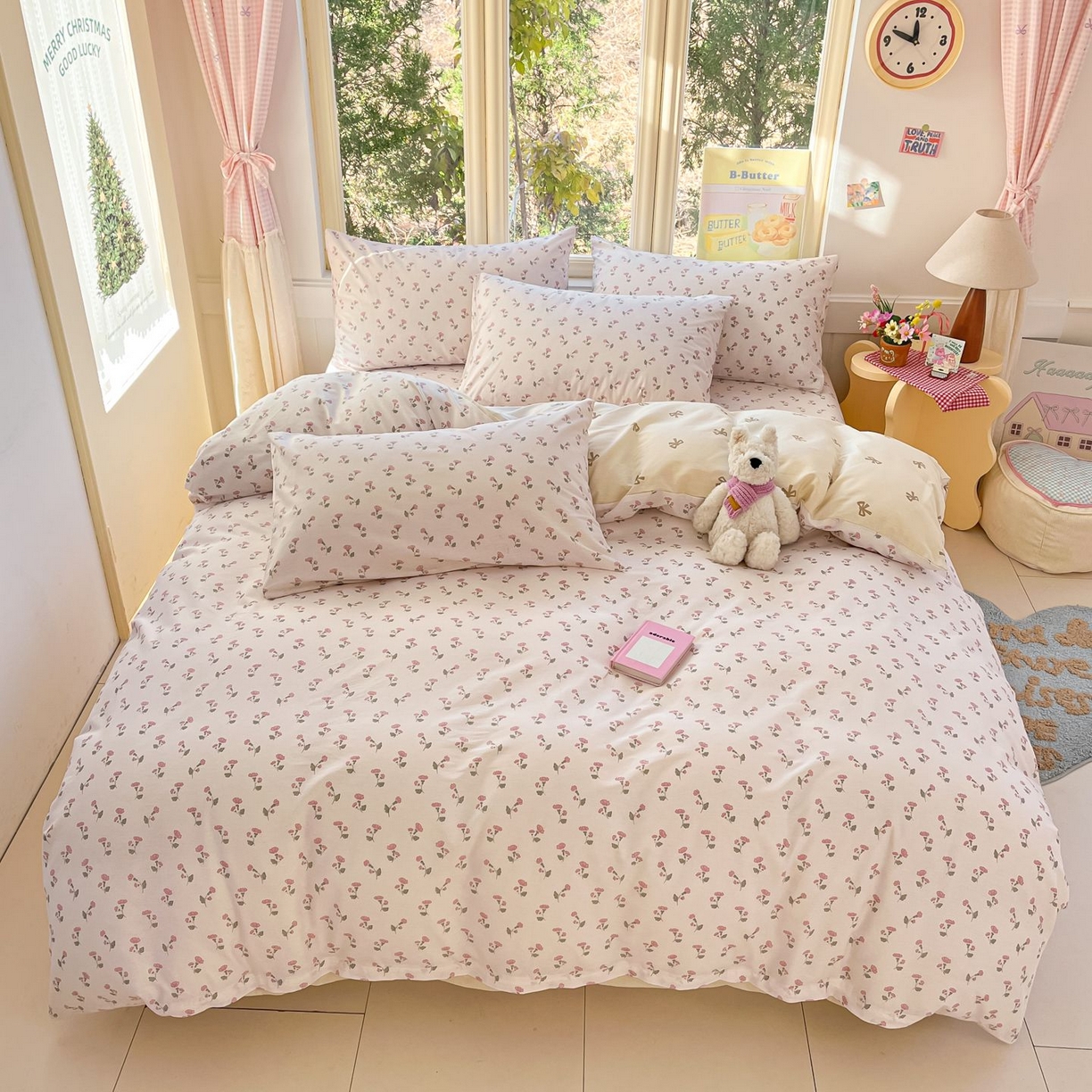 寻米 2026春夏新款全棉13070印花四件套单品系列场景二-四件套 花漾