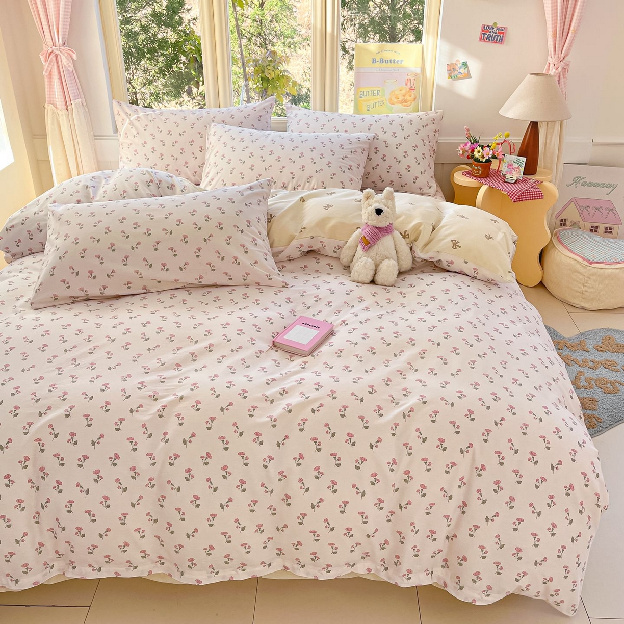 91家纺网 家纺一手货源 找家纺 寻米 2026春夏新款全棉13070印花四件套单品系列场景二-四件套 花漾